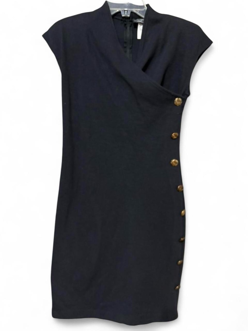 All That Jazz Black Mini Dress with Gold Buttons